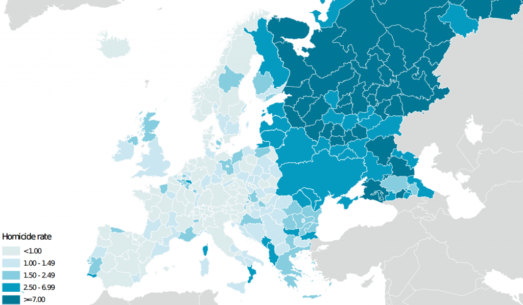 miera samovrážd v európe