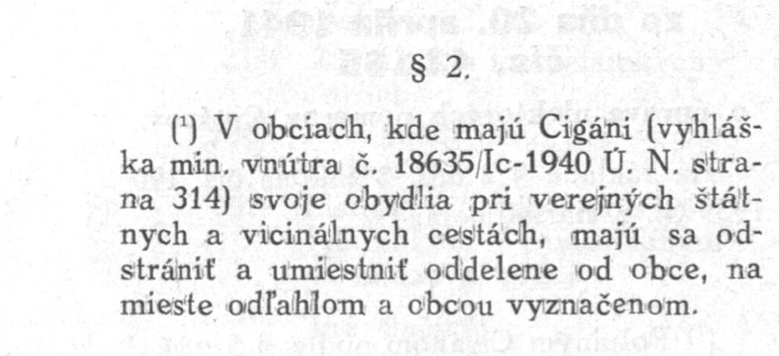 vyhlaska o uprave niektorych pomerov ciganov